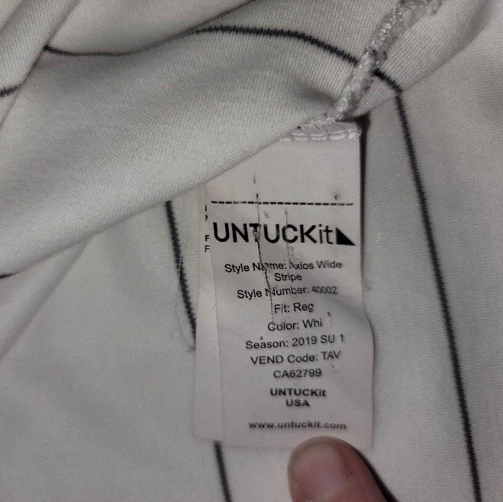 Untuckit White Horizontal Strip Short Sleeve Collared Golf Polo Mens Sz 2XL - Picture 5 of 8